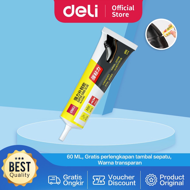

KODE O88P Deli Super Glue Lem Sepatu Lem Serba Guna 6 ML Gratis Perlengkapan Tambal Sepatu 53582