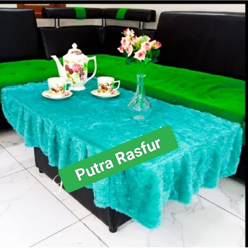 taplak meja rumbai polos ukuran 100x50 / taplak meja rumbai polos bulu rasfur/taplak meja ruang tamu