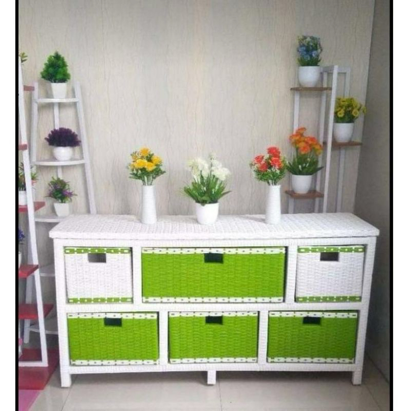 Meja Rotan Laci sintetis meja tv meja hias