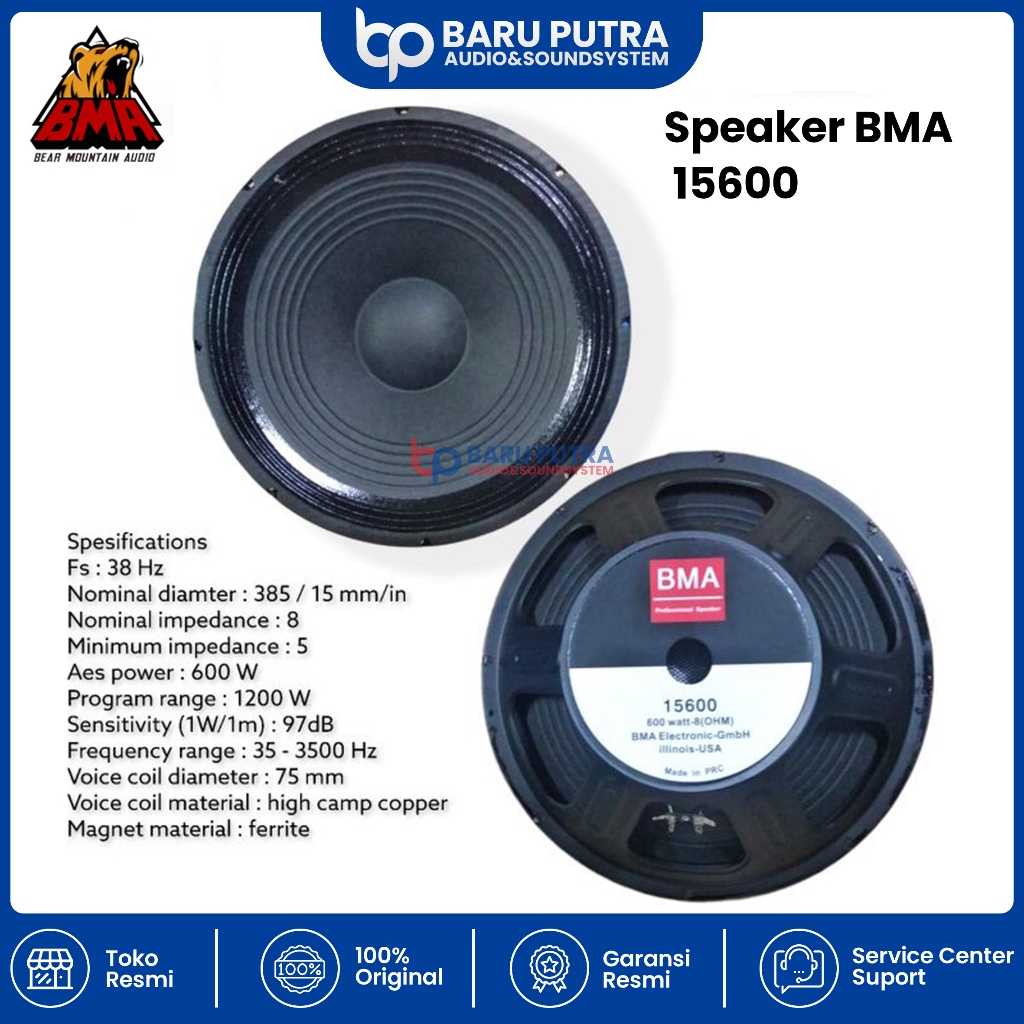 Speaker Komponen BMA 15600 15Inch / Speaker Component 15" 15600