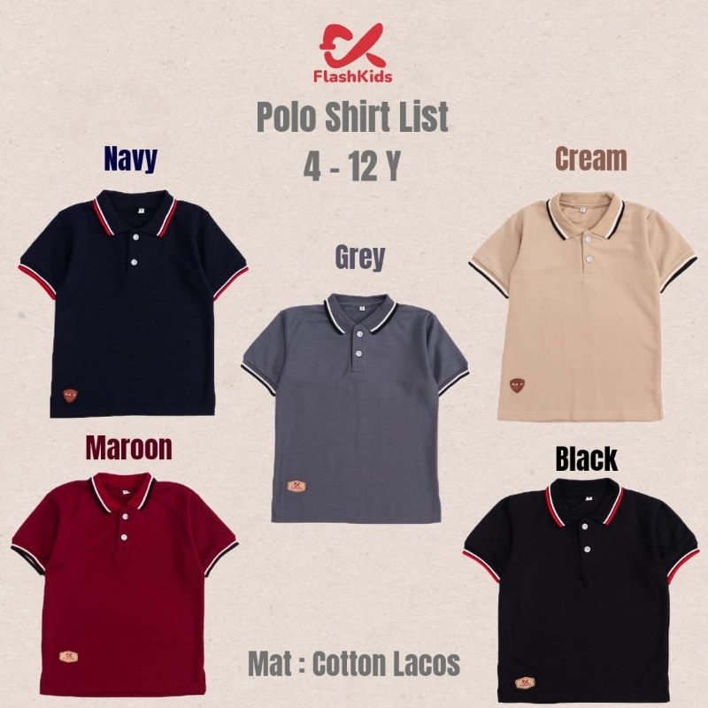 Flashkids Kaos Polo Anak Laki laki 2-10 Tahun Premium