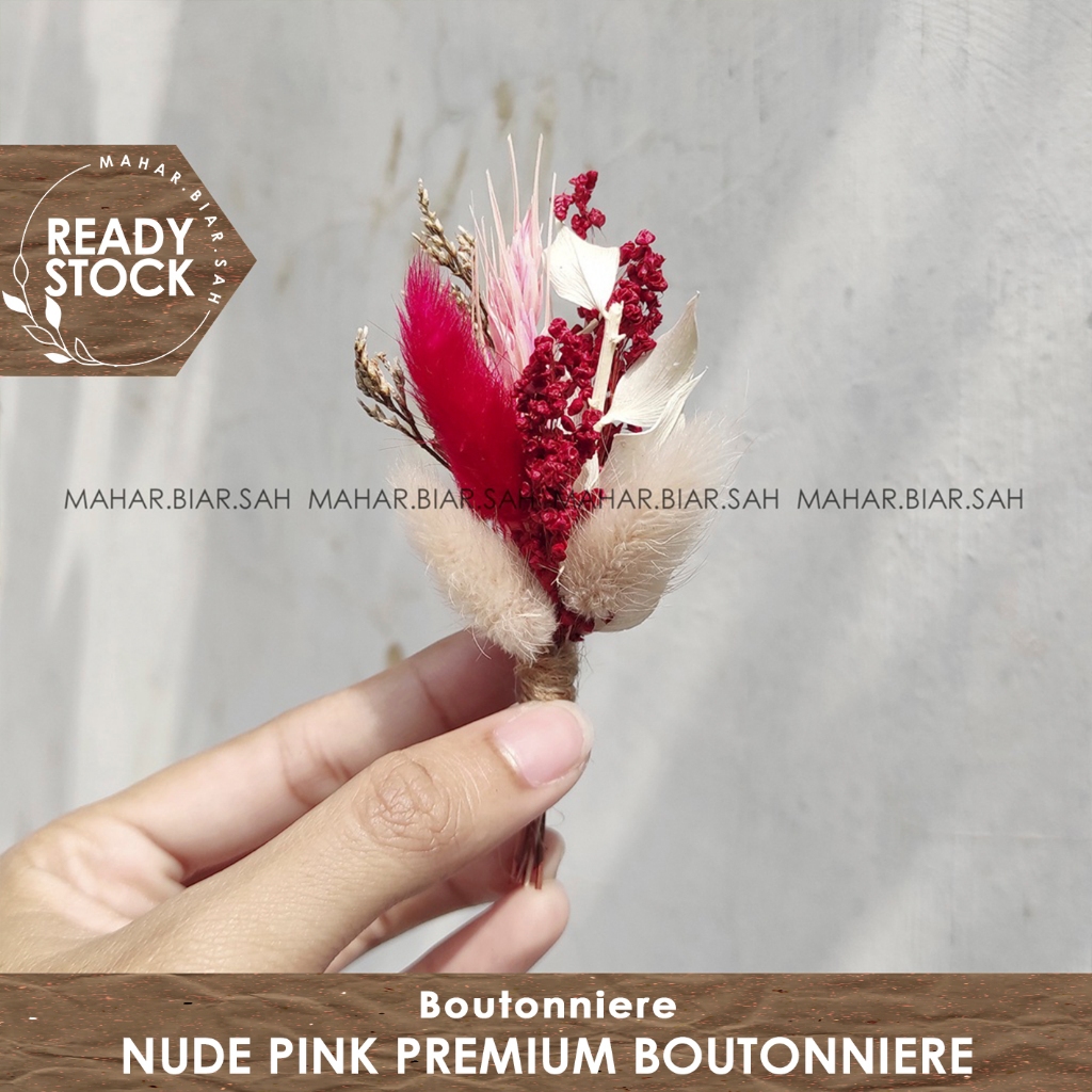 RS Nude Pink Premium Boutonniere / bros bunga kering / bunga jas / bros bunga jas / dried flowers