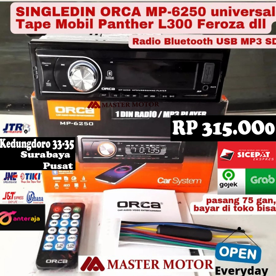 Headunit Singledin ORCA MP 6250 Bluetooth Radio Mp3 USB SD Tape Mobil Panther Kijang Feroza l300 Car