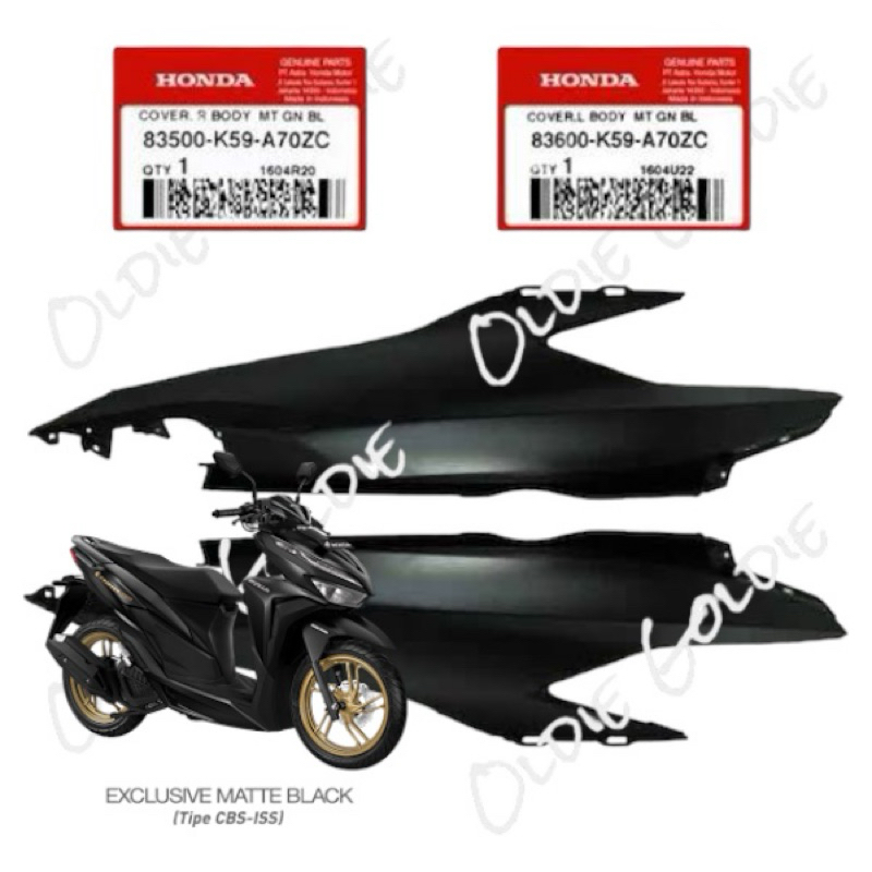 83500-K59-A70ZC 83600-K59-A70ZC Cover Body Kanan atau Kiri Vario 125 150 LED 2018 - 2021 Hitam Dof