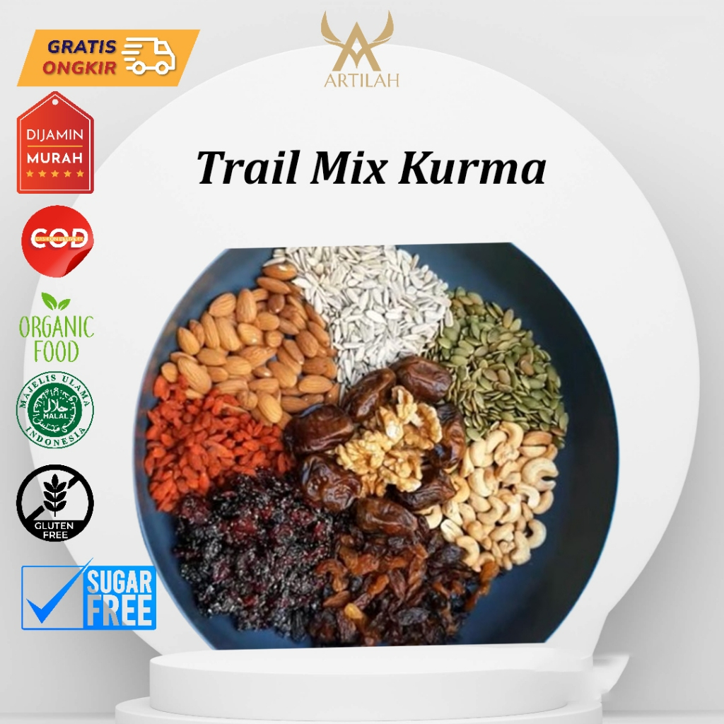 

SPESIAL KURMA Trail Mix Complete 100gram (Kurma,Almond,walnut,sunflower,pumkin,mente,chia seed,gojiberry,cranberry,dark raisin,golden raisin)