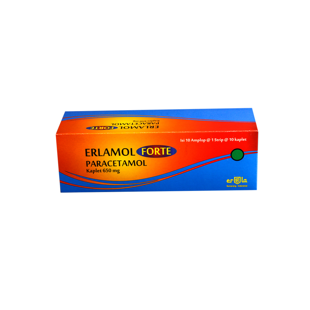 Erlamol Forte 650mg Box 100's Kaplet Erela - Paracetamol / Obat Demam / Obat Sakit Gigi / Obat Sakit