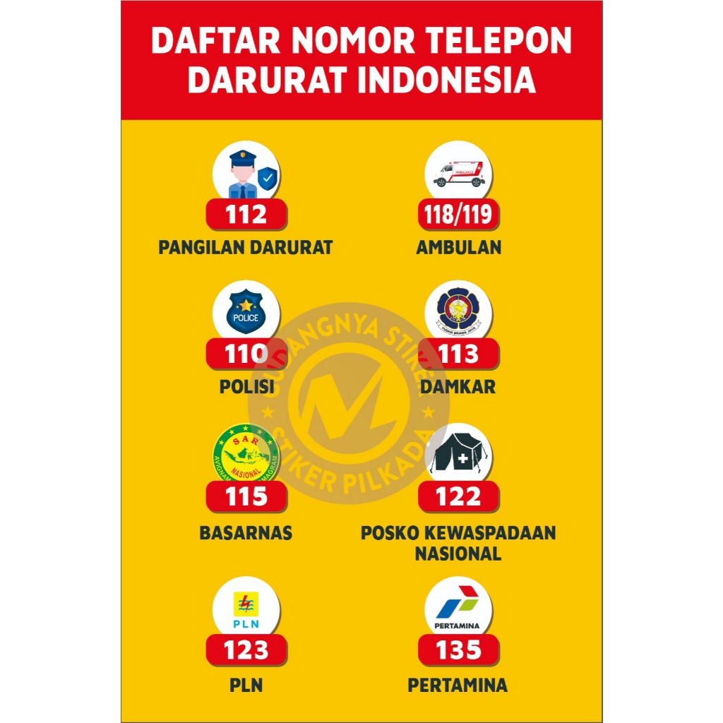

STIKER VINYL NOMOR TLP DARURAT