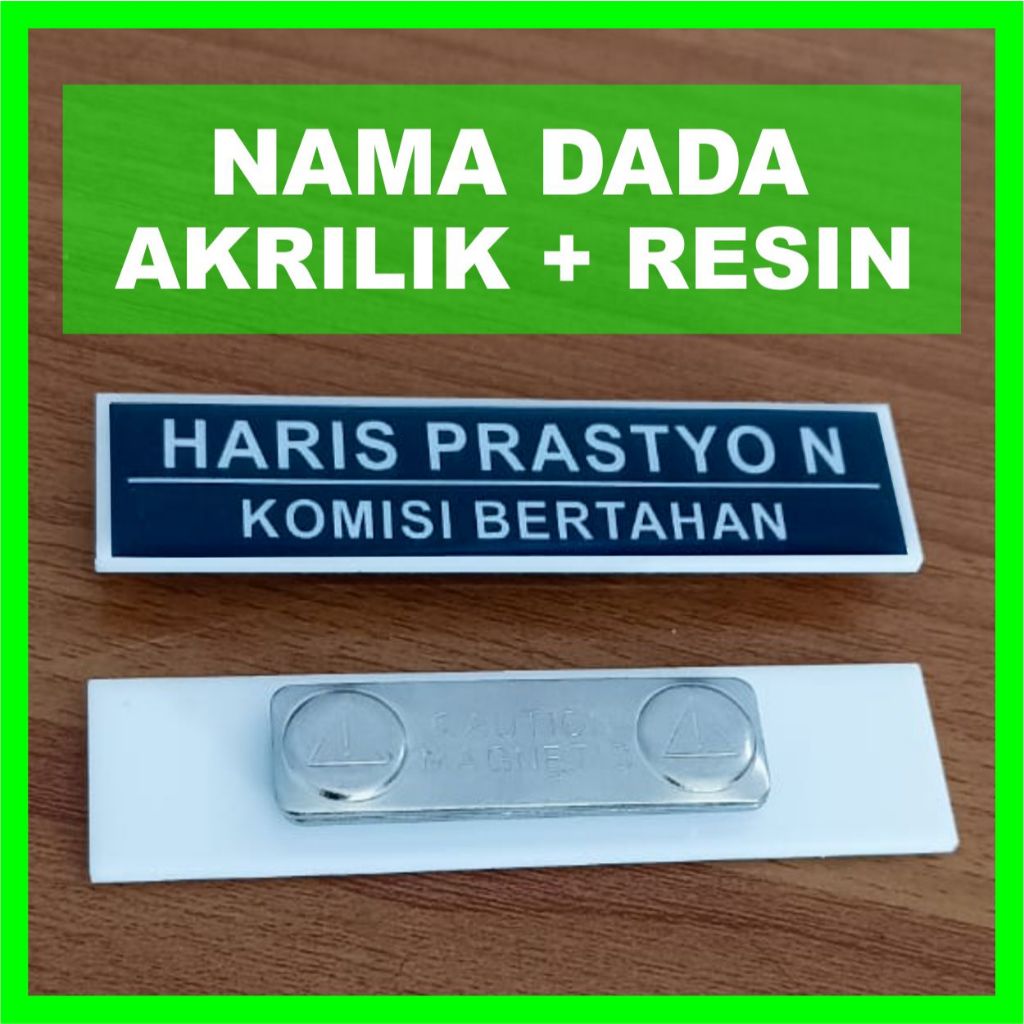 

NAME TAG NAMA DADA RESIN CUSTOM BEBAS REQUEST SATUAN - HARIS MEDIA