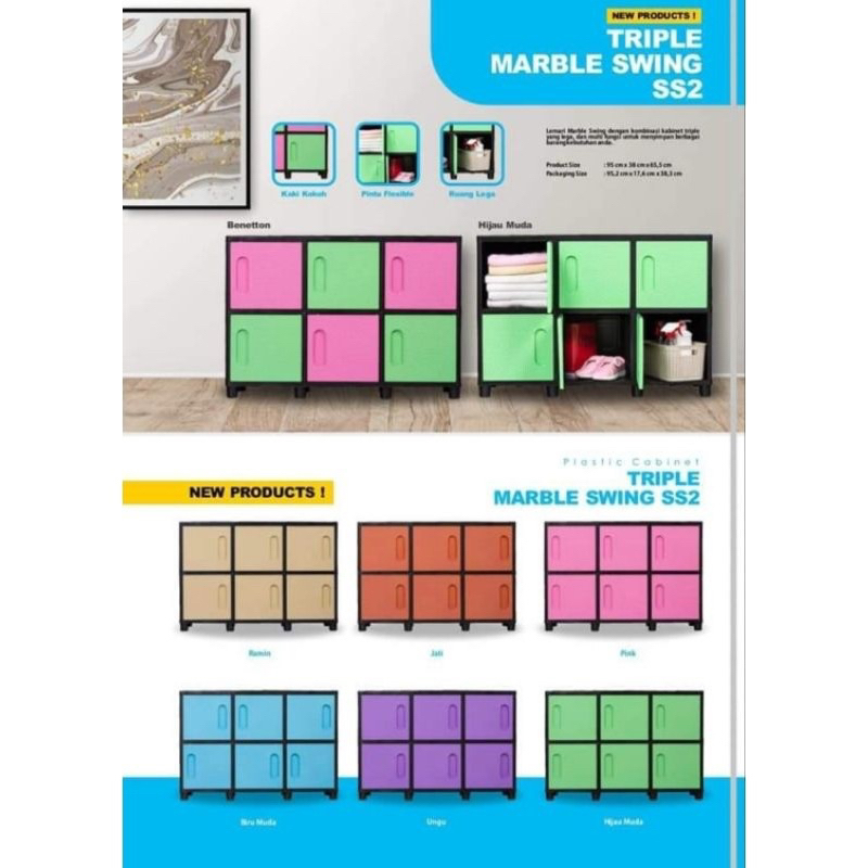 Lemari plastik Apollystar triple marble swing susun 2 dan Fawsline