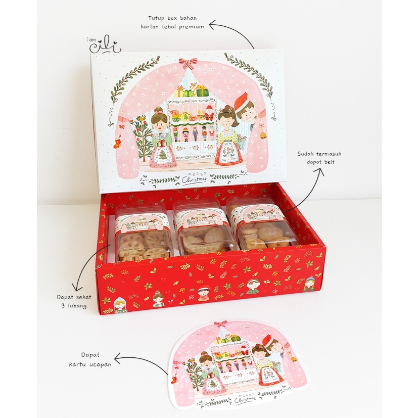 

(BOX 30.5 x 21.5 x 7.5 cm NATAL) DUS kue kering toples kotak natal/merry christmas (ISI 10)