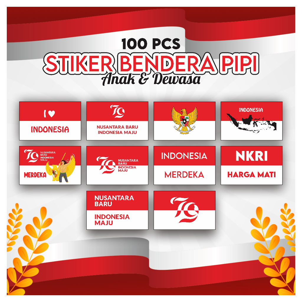 

STIKER PIPI BENDERA INDONESIA (100 PCS) | STICKER MERAH PUTIH | STIKER TEMPEL PIPI | ANAK & DEWASA