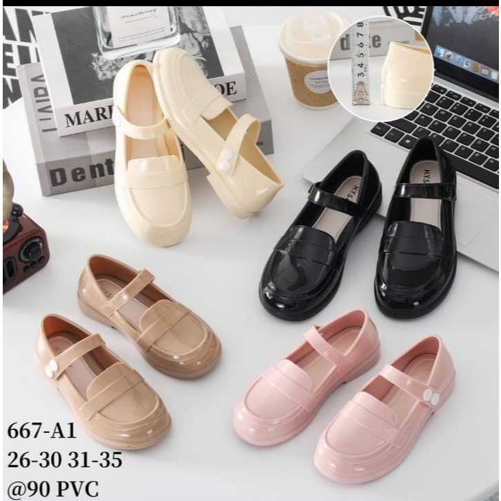 Sepatu anak perempuan,balet karet glossy anak flat shoes 667-A1uk 26/35 Sepatu balet anak terbaru