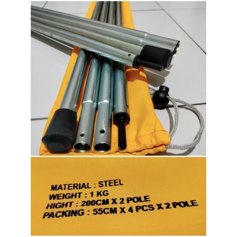 Tiang besi flysheet canopy tenda camping