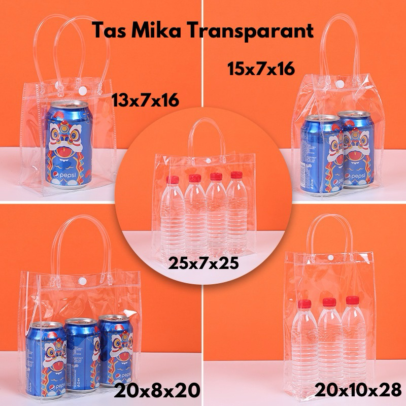 Tas Mika Transparan Hampers Goodie Bag Souvenir Ulang Tahun Tas Bening PVC