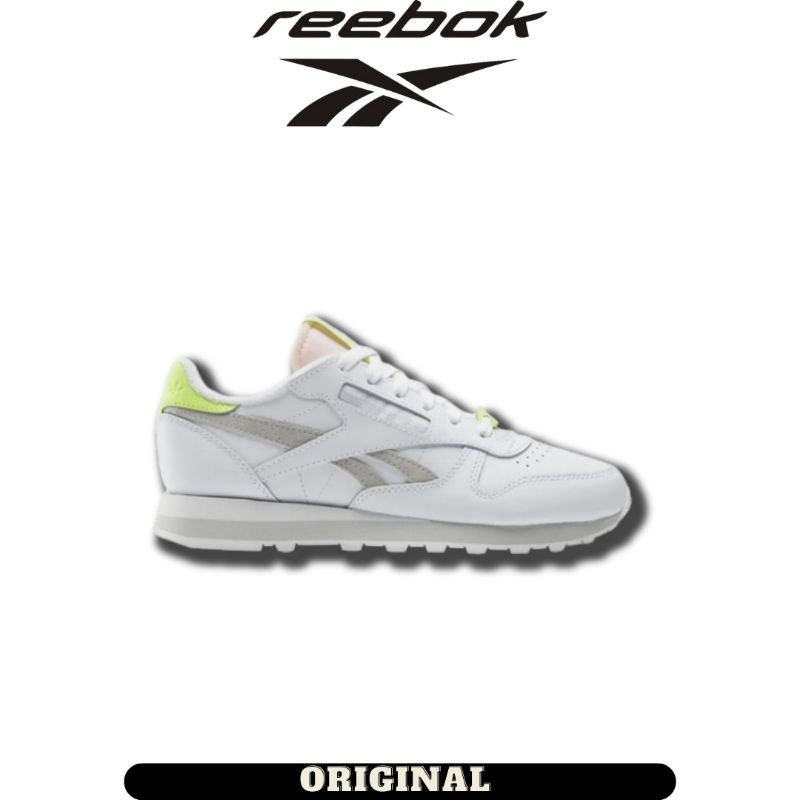 Sepatu Reebok Classic Leather White Grey Women's ( 100074619 ) Original