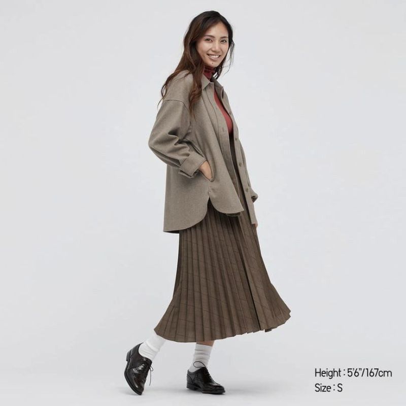 UNIQLO ACCORDION PLEATED SKIRT BROWN
