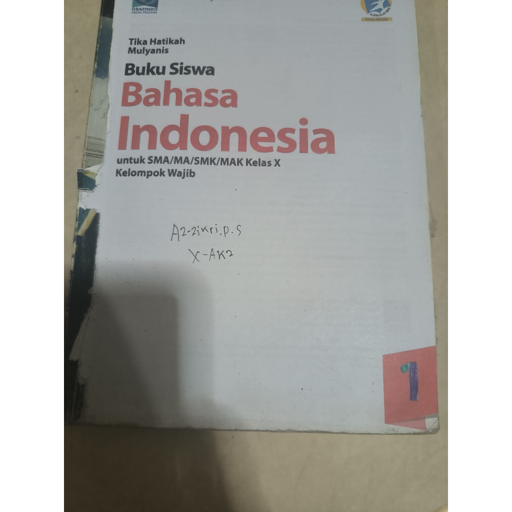 BUKU BEKAS BAHASA INDONESIA KELAS 1 10 X SMA FACIL GRAFINDO K13