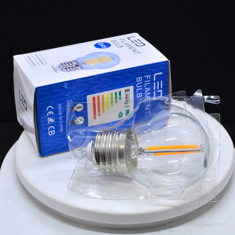 7L LED FILAMEN 2W BULAT Lampu Filamen 2W Bulat Led Filamen Edison 2 Watt G45  E27 Warm White C23 Kla