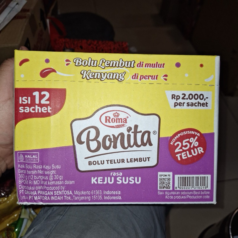 

Roma BONITA bolu telur 12x 30gram keju susu