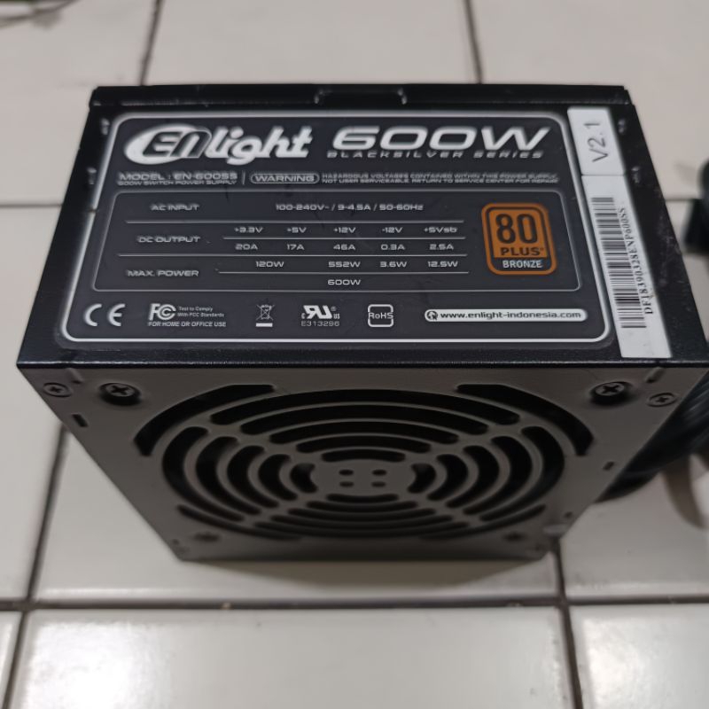PSU enlight 600W blacksilver series power supply pure 600 Watt gaming 80 bronze
