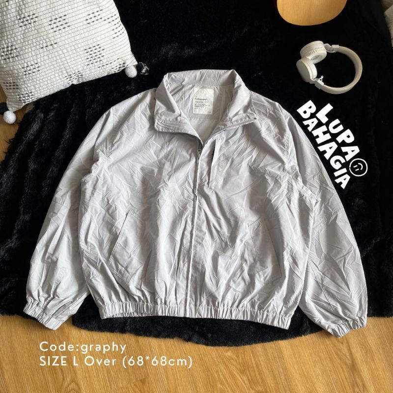 CGP CODEGRAPHY Light Grey Windbreaker Nilon Jaket size L Oversize | 100% Original