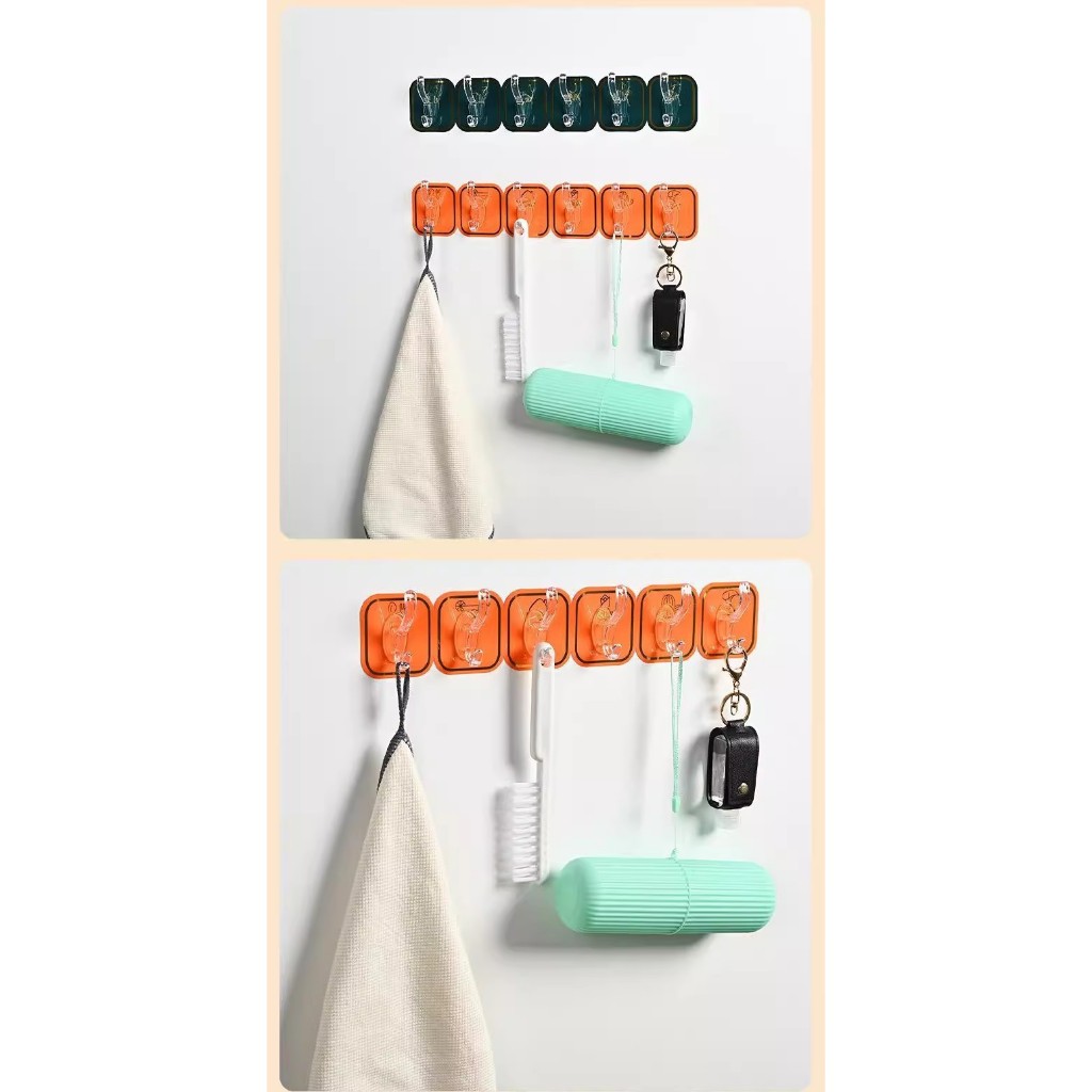 GANTUNGAN BAJU 6 HOOK / 3 HOOK TANPA PAKU TEMPEL CANTOLAN HOOK