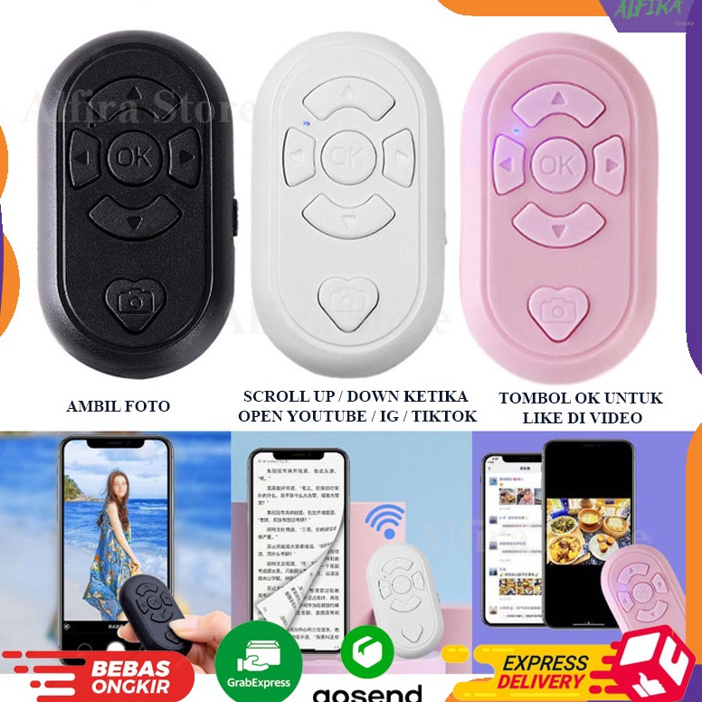 Harga Khusus REMOTE BLUETOOTH SHUTTER FOTO 4IN1 BISA SCROLL VIDEO TIKTOK YOUTUBE IG BISA UNTUK TRIPO