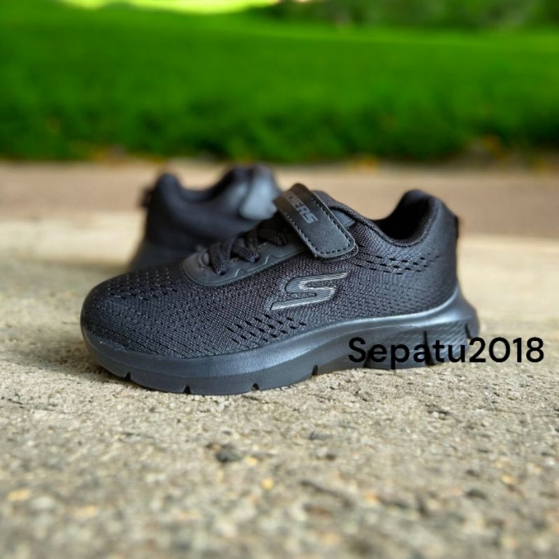 SEPATU ANAK SEKOLAH HITAM POLOS SKECHERS GO RUN PREMIUM FULL BLACK