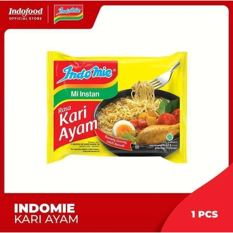 

Indomie Mi Instan Rasa Kari Ayam 72gr