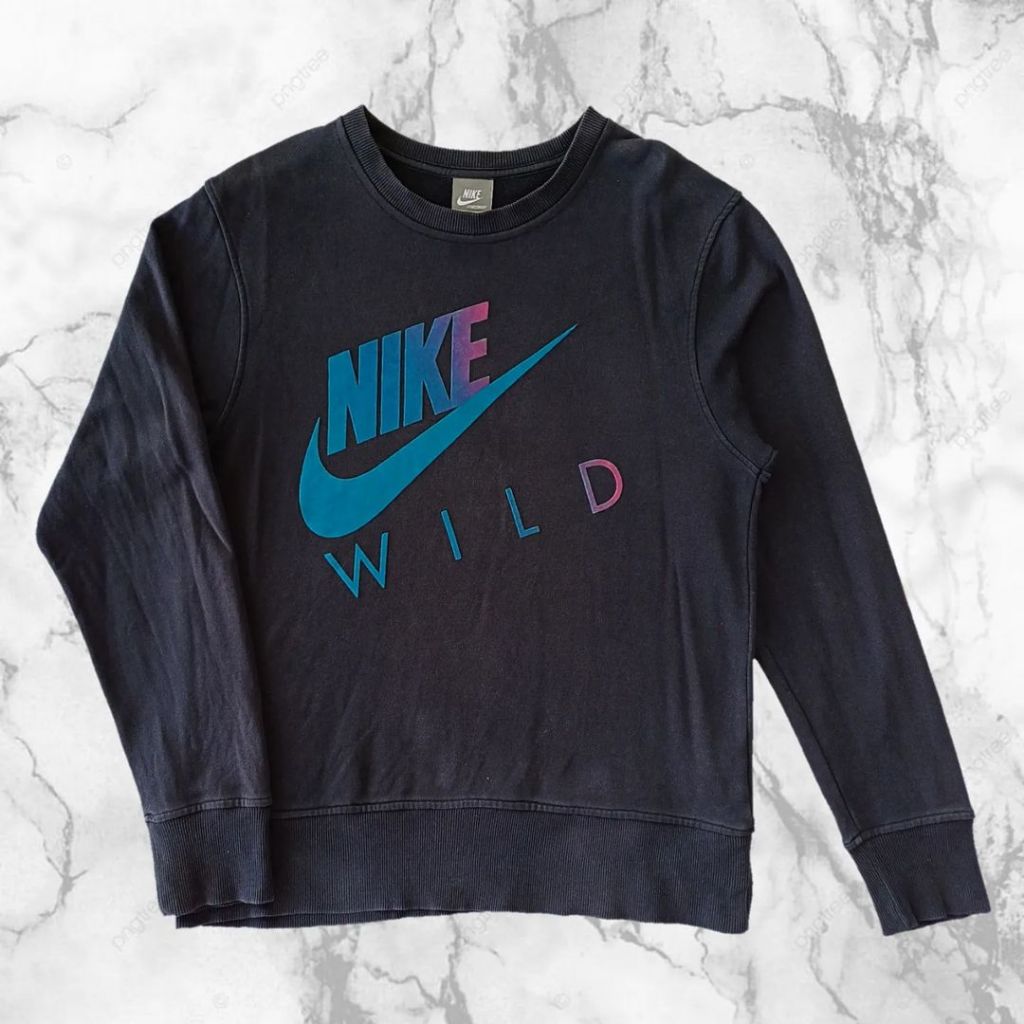 CREWNECK NIKE WILD ORIGINAL, SIZE M (SECOND BRANDED) HITAM, CN0166