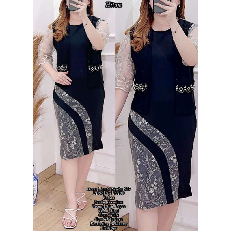 set dress cardigan / set dress rompi scuba jumbo import