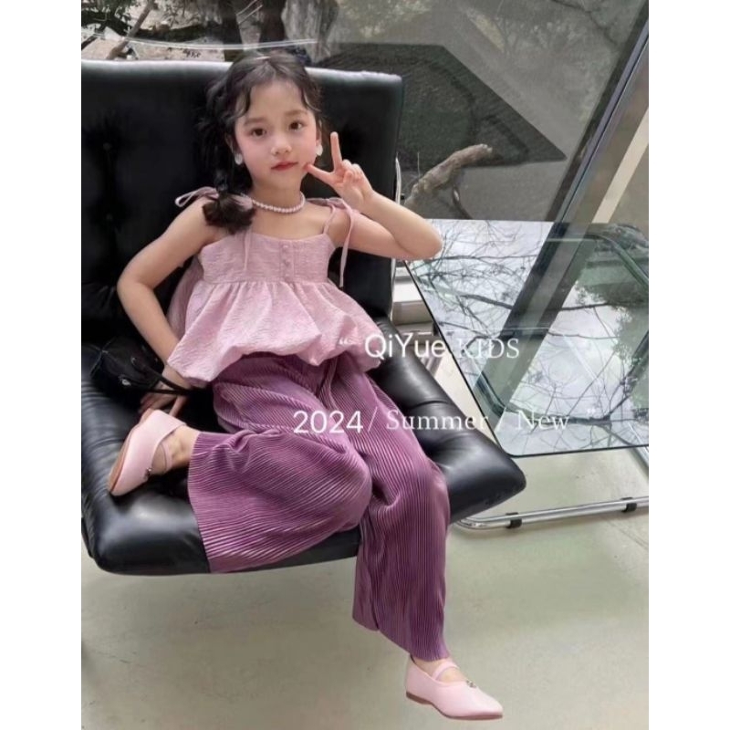 Setelan Celana Plisket Anak Import Premium ukr 6-9 thn