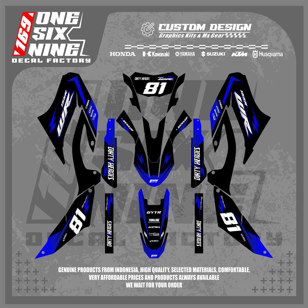 Decal Yamaha Wr 155 Hitam Biru - Decal Wr Full Body Custom Design