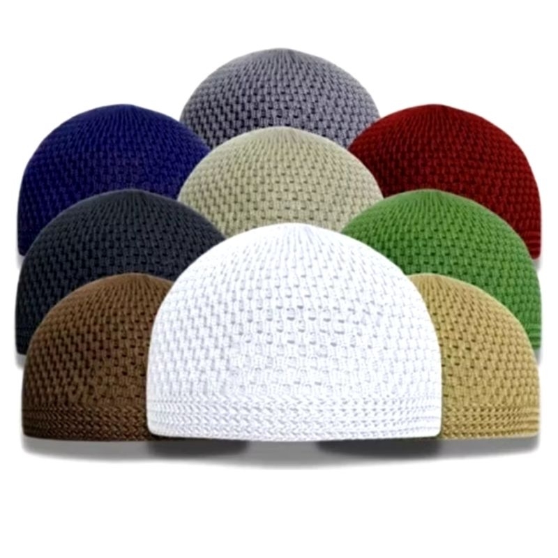 Peci Songkok Kopiah Rajut Anak dan Dewasa Polos Hitam Putih Biru Merah Cream Hijau Abu abu
