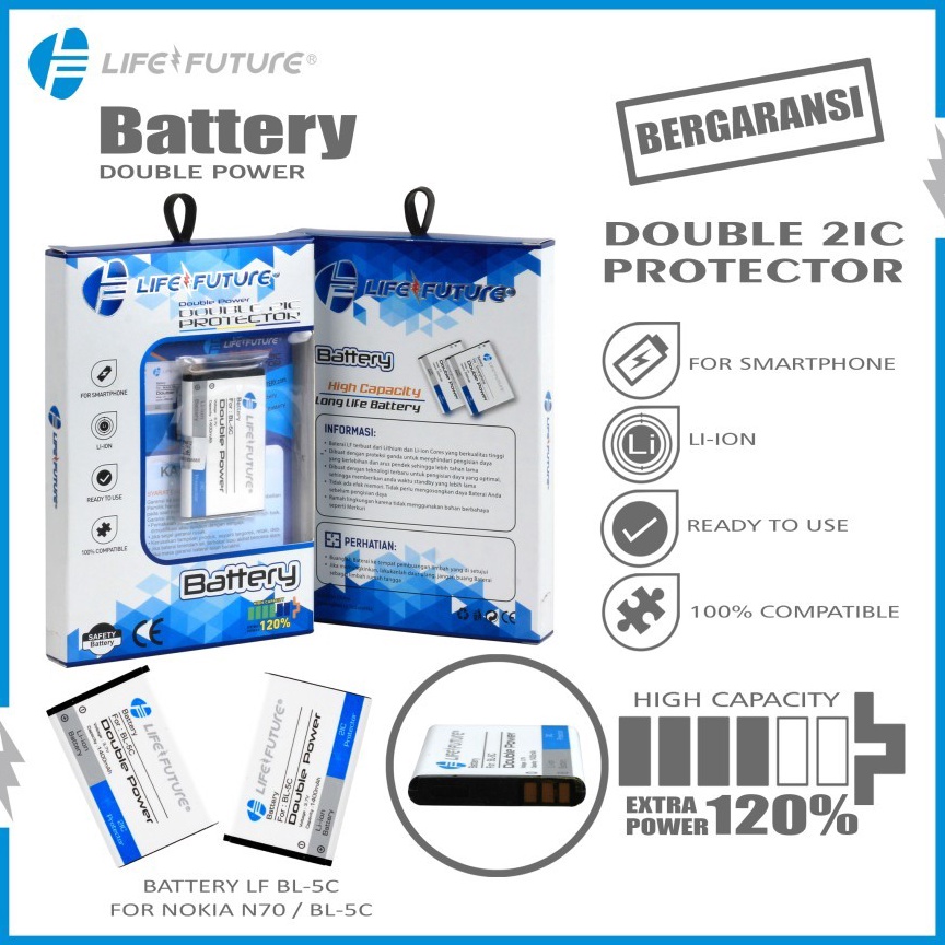 Promosi Spesial BATERAI BATRE NOKIA BL5C LF DOBEL POWER LIFE FUTURE NOKIA N7 15