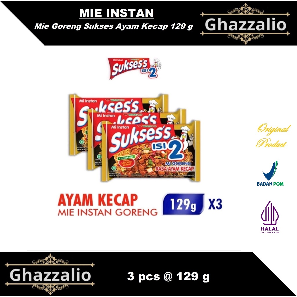 

Mie Goreng Instan Suksess Ayam Kecap 129 gr paket 3 pcs