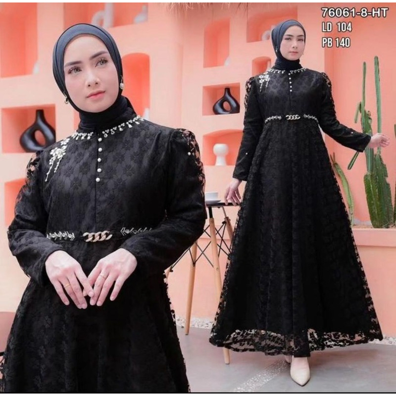 Dress Exclusive Gamis Lebaran Terbaru Khusus Hitam//Dres Kondangan//Dress Lebaran//Dress Tille//Dres