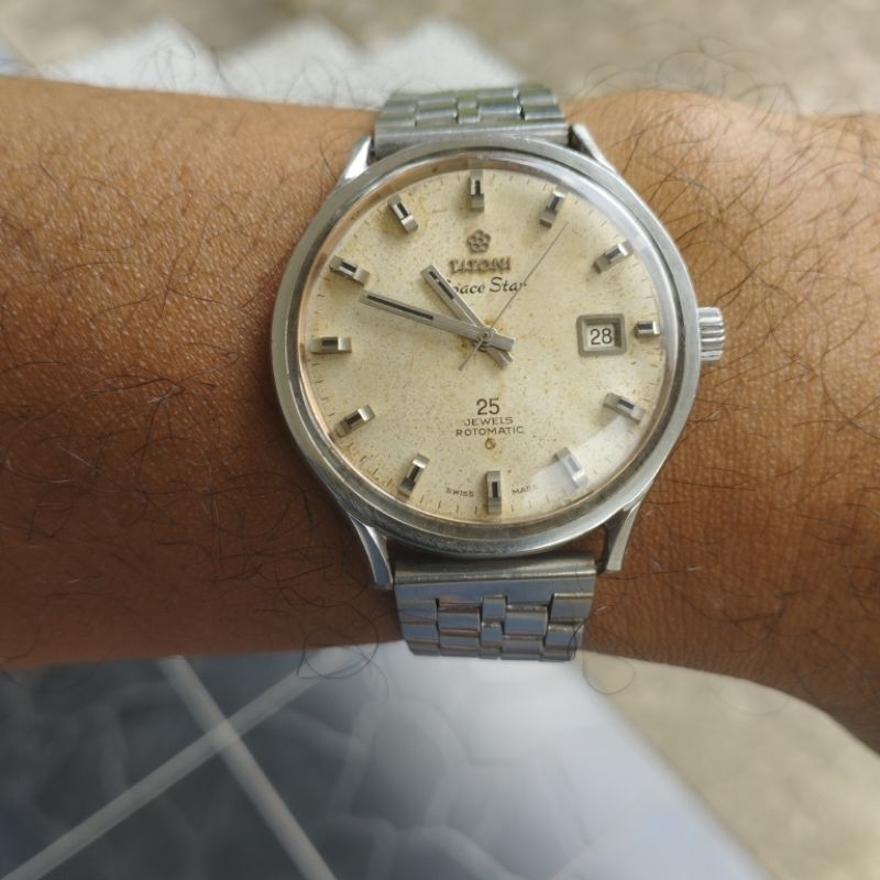 Jam Vintage TITONI SpaceStar Automatic Swiss Made eta cal 2452 mulus normal akurat model mirip Mido