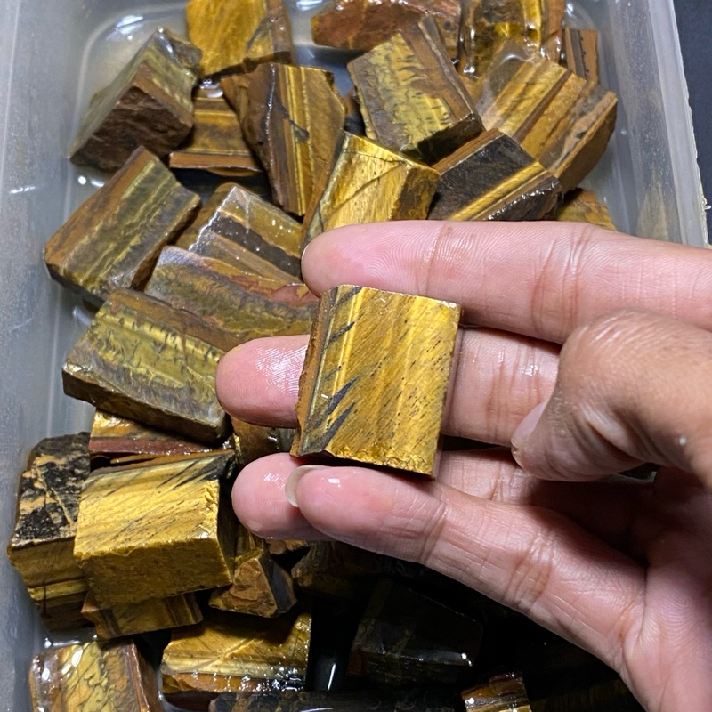 Lempengan batu akik tiger eye / bahan batu akik / batu akik