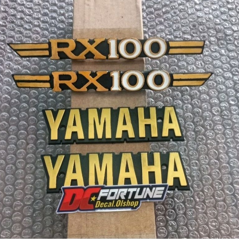 emblem yamaha RX 100 gold set emblem tengki