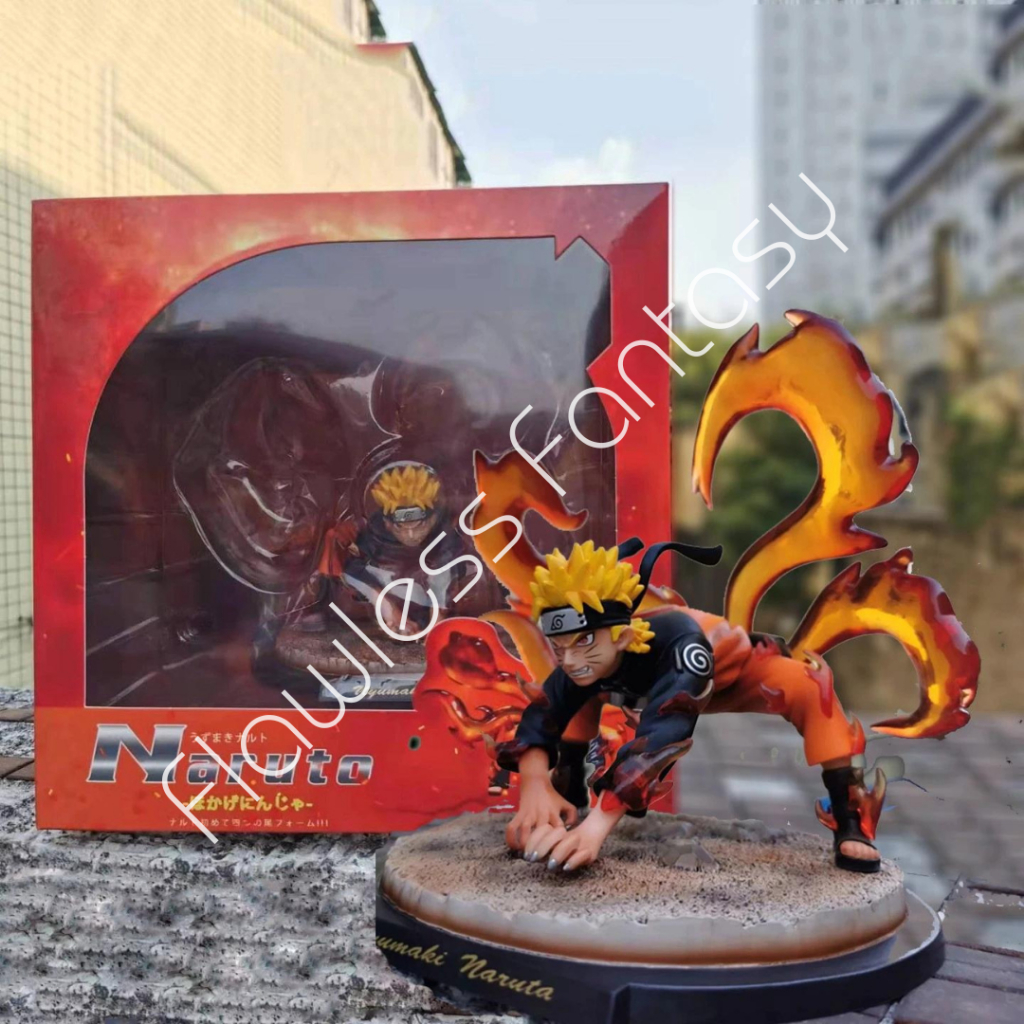 Naruto Uzumaki Kurama Kyubi Four Tails Nine Tailed Biju Beast Demon Fox Anime Statue Figure