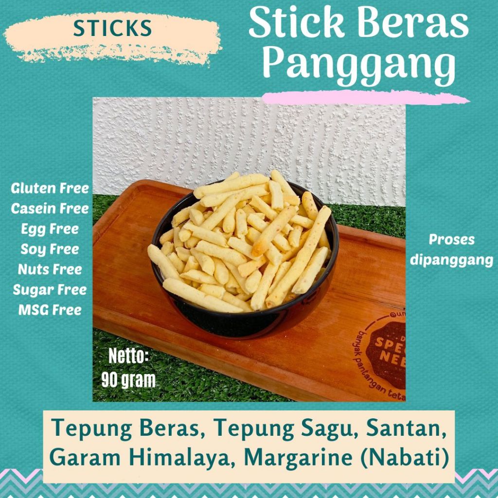 

Stick Beras Panggang / Rice Stick Oven - Gluten Free, Egg Free, Sugar Free, MSG Free - Diet Special Needs