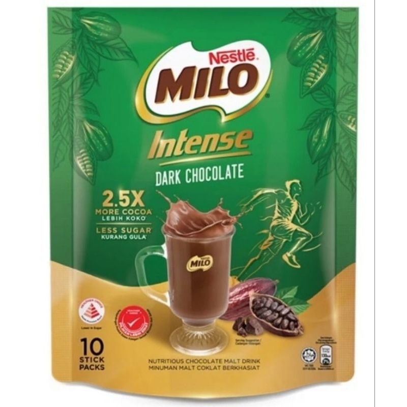 

MILO INTENSE Less Sugar with 2.5x Dark Cocoa Original Nestle Malaysia 10Sticks x 33Gram