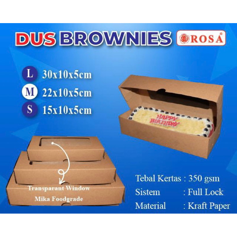 

Dos/dus brownies M kraft uk.22x10x5 (laminasi) @10pcs (lembar)