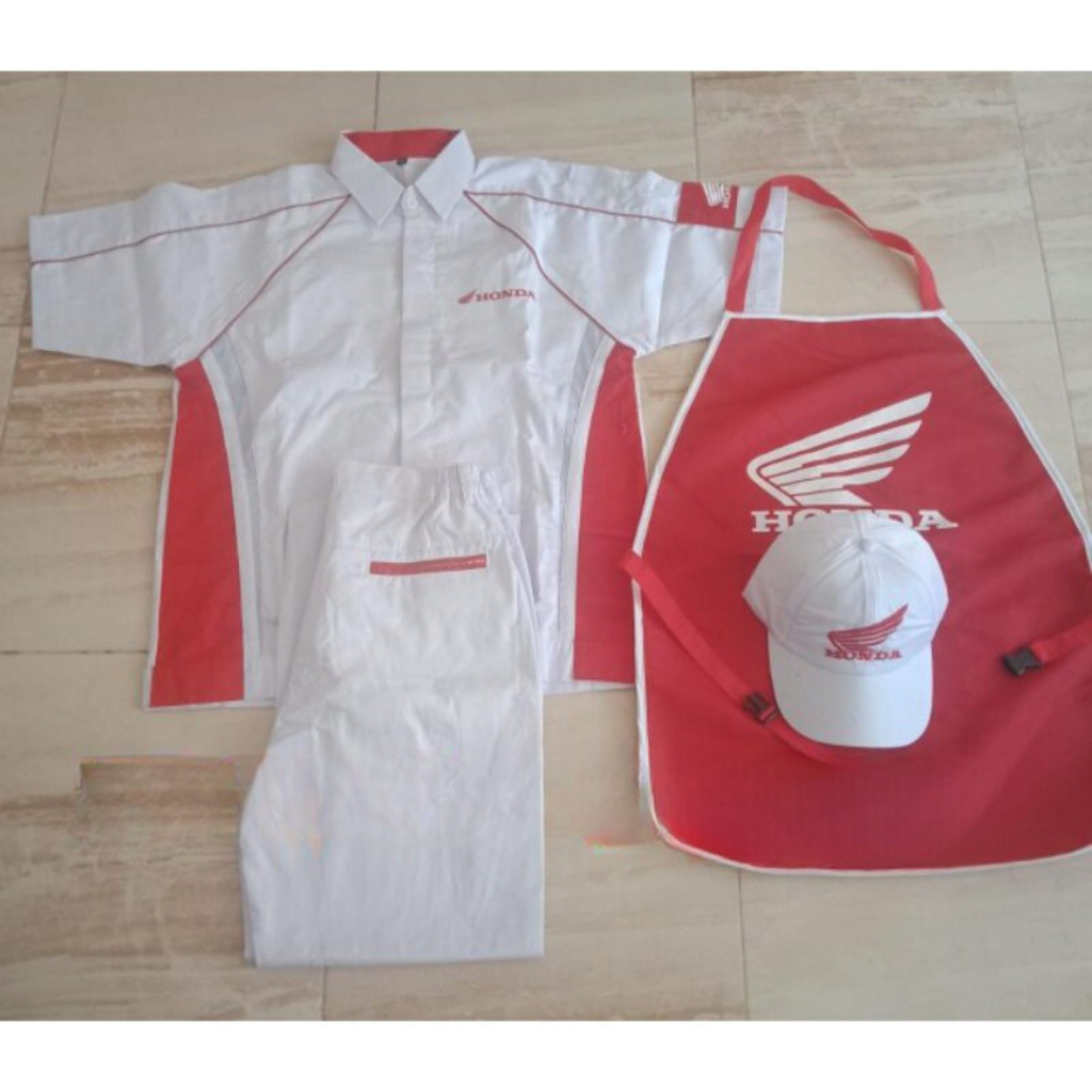 "DK.21Jl22ᴷ" SERAGAM MEKANIK  HONDA AHASS#SET(BAJU+CELANA+TOPI+CELEMEK)