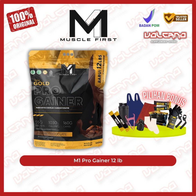 M1 Pro Gainer 12 lb 5400 gr Muscle First weight gain mass bulking HALAL BPOM