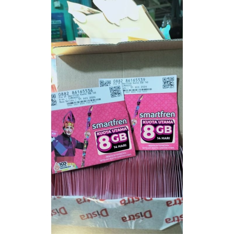Kartu Perdana Smartfren 8GB Unlimited Nonstop 14 Hari Siap Pakai