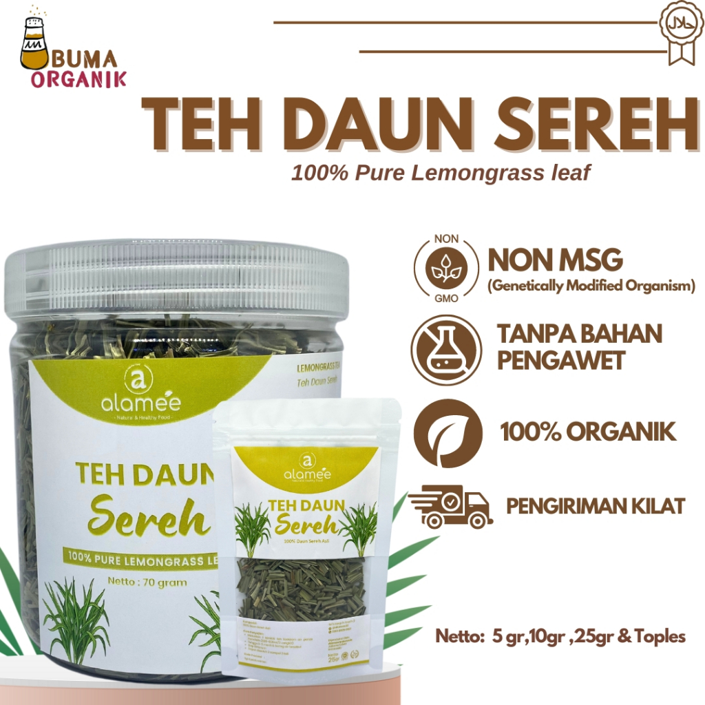 

Teh Daun Sereh Lemongrass Leaf Tea Organik Kering Dried Minuman Daun Sereh Premium All Varian