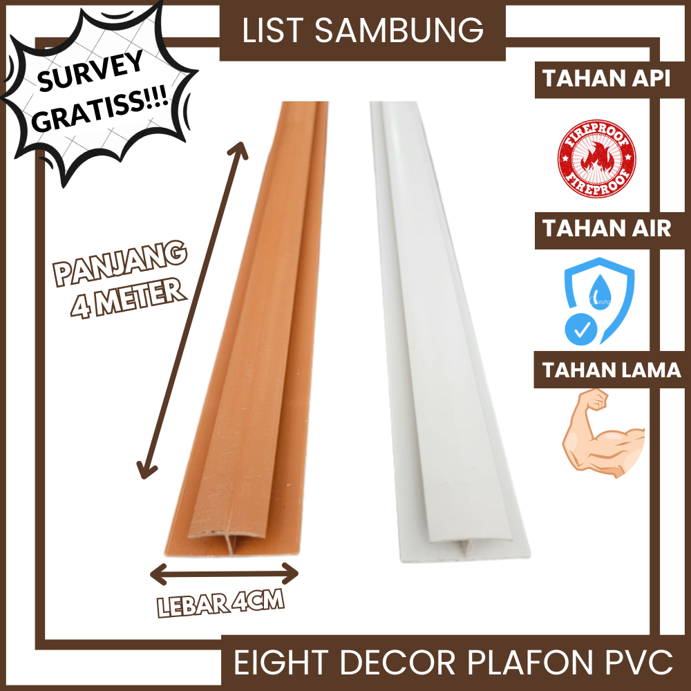 List Sambung PVC 4 Meter/List Sambung Plafon PVC/Lis Plafon PVC Sambungan/Dekorasi Kamar Cantik dan 