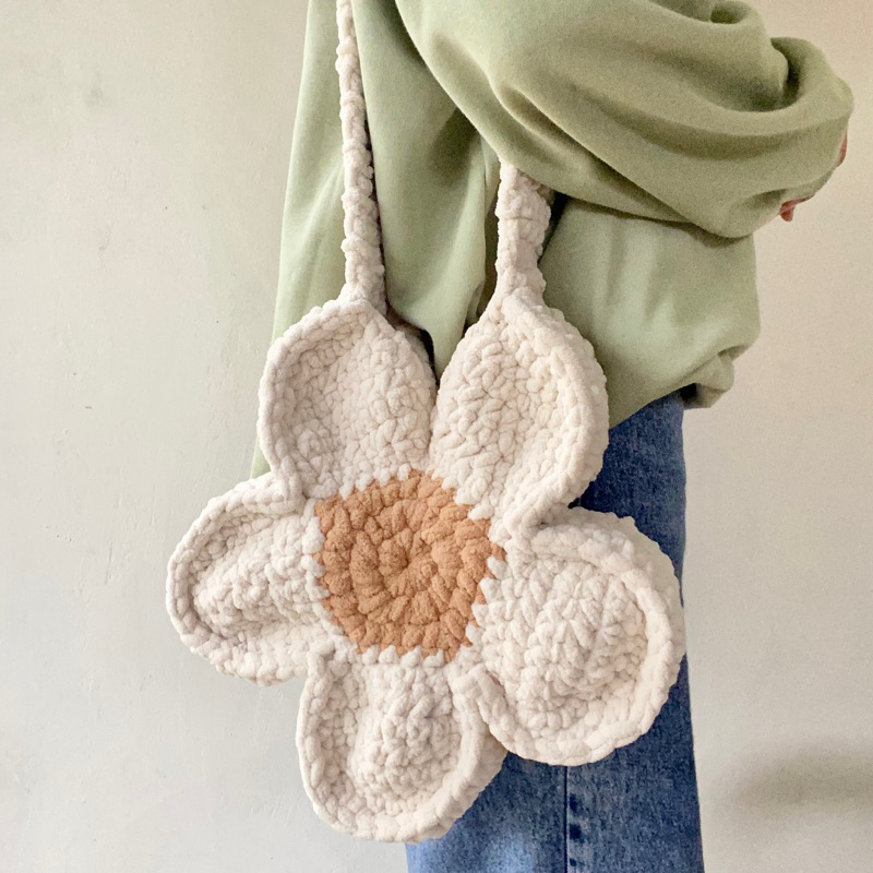 Bloom bag crochet , Tas selempang handphone